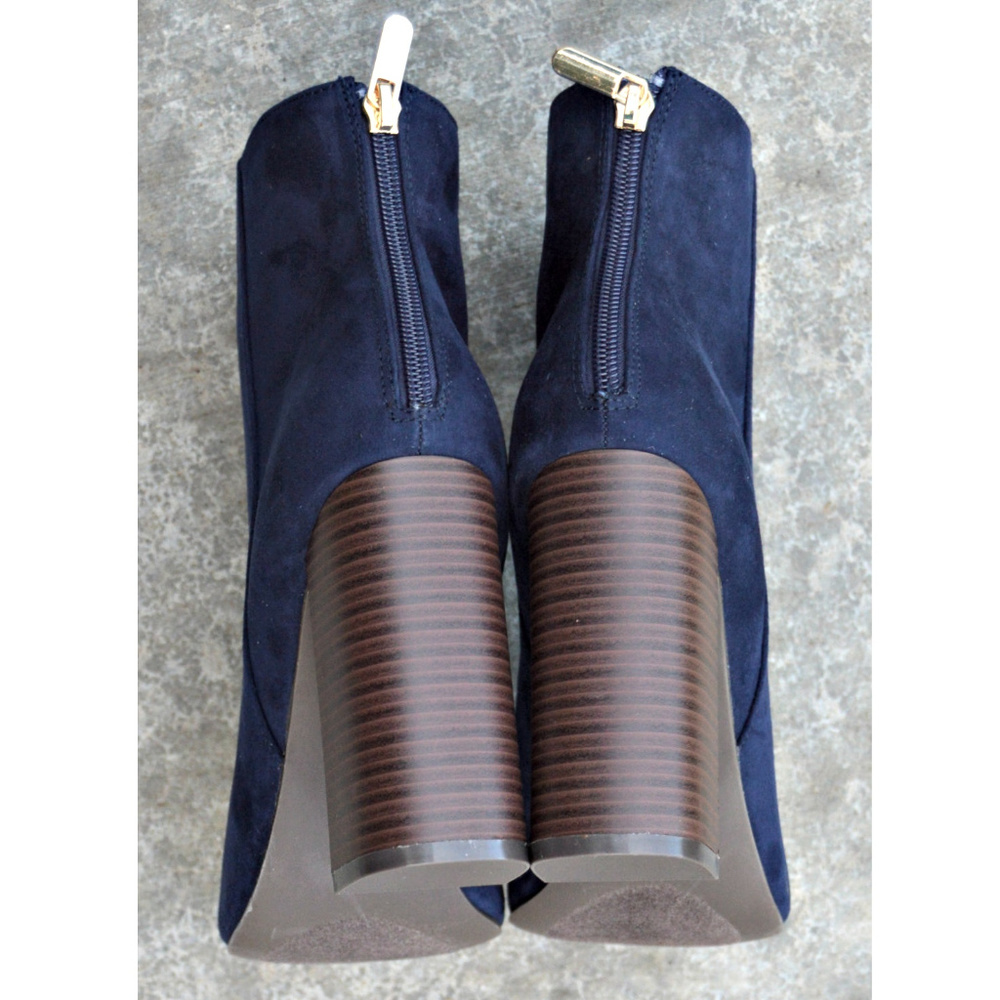 Elvia Faux Suede Block HIgh Heels Booties - Picture 4 of 5